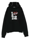 Dsquared2 Cotton Hoodie With Logo And Drawstring In Black