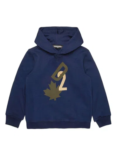 Dsquared2 Kids' Logo-print Hoodie In Blue