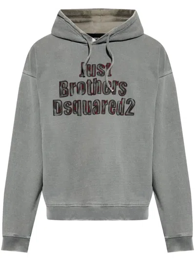 Dsquared2 Logo-print Hoodie In Grey