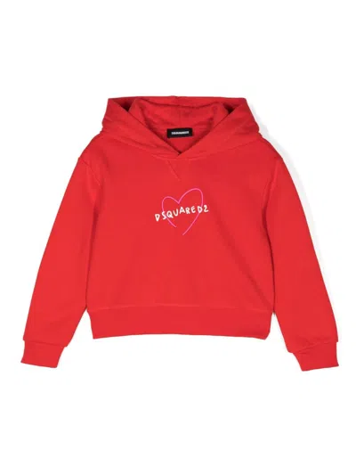 Dsquared2 Kids' Logo-print Hoodie In Red