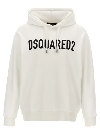 Dsquared2 Logo Print Hoodie In White