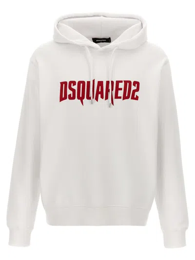 Dsquared2 Logo Print Hoodie Sweatshirt White