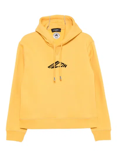Dsquared2 Logo-print Hoodie In Yellow