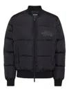 Dsquared2 Classic Black Puffer Bomber Jacket With Ribbed Cuffs In Black