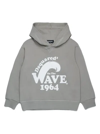 Dsquared2 Kids' Logo-print Jersey Hoodie In Grey