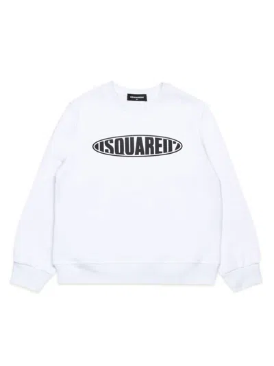 Dsquared2 Kids' Logo-print Jersey Sweatshirt In White