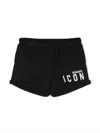 Dsquared2 D2p603f-icon Shorts Dsquared Black Cotton Shorts With Icon Logo In Black
