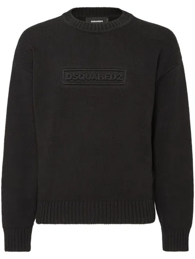 Dsquared2 Logo-print Knitted Jumper In Black