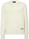 Dsquared2 Crew Neck Wool Sweater With Logo In White