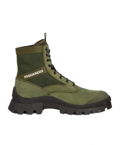 Dsquared2 Logo-print Leather Boots In Black