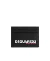Dsquared2 Textured Leather Card Holder With Printed Logo In Black