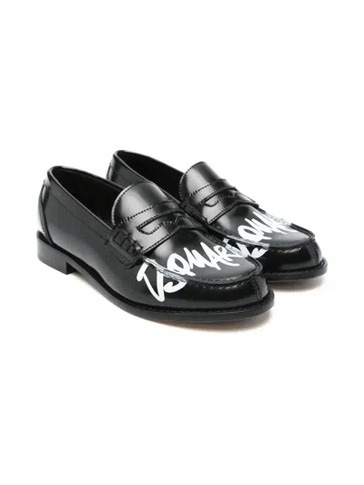 Dsquared2 Kids' Logo-print Loafers In Black