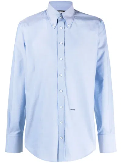 Dsquared2 Logo-print Long-sleeve Shirt In Blue