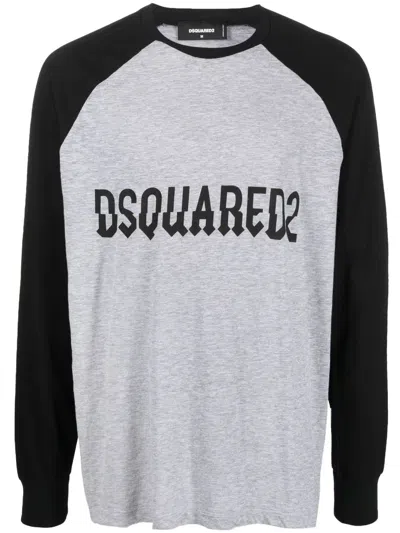 Dsquared2 Logo-print Long-sleeve T-shirt In Grey