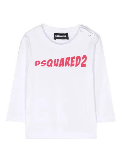 Dsquared2 Babies' Langarmshirt Mit Logo-print In White