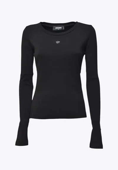 Dsquared2 Logo Print Long-sleeved T-shirt In Black