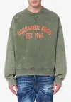 Dsquared2 Relaxed Fit Crew Neck Sweater With Distressed Detailing In Green