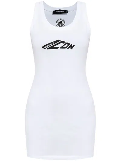 Dsquared2 Logo-print Mini Dress In White