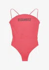 Dsquared2 Single Piece Spaghetti Straps In Red