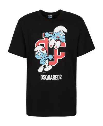Dsquared2 Logo-print Organic Cotton T-shirt In Black