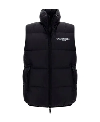 Dsquared2 Logo-print Padded Gilet In Black