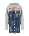 Dsquared2 Logo-print Panelled Hoodie Dress In Blue