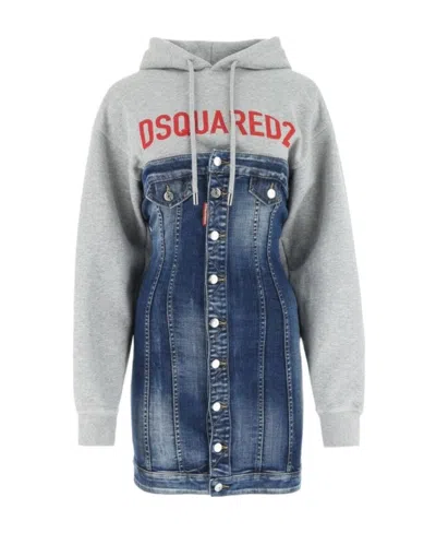 DSQUARED2 DSQUARED2 PANELLED DRAWSTRING HOODIE DRESS
