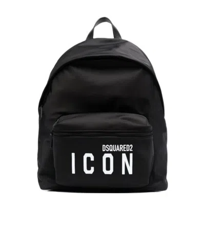 Dsquared2 Logo-print Pocket Backpack In Black