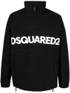 Dsquared2 Logo-print Poplin Half-zip Jacket In Black