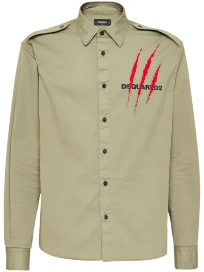 Dsquared2 Logo-print Poplin Shirt In Nude