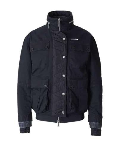 Dsquared2 Logo-print Quilted Jacket In Black