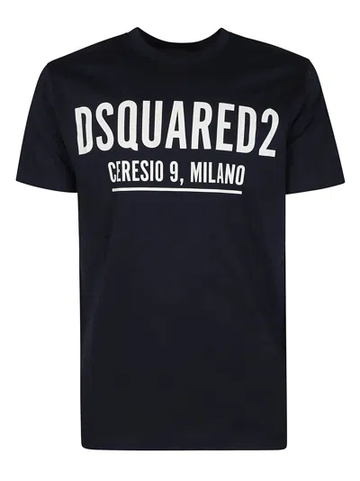 Dsquared2 Logo Print Regular T-shirt In Blu