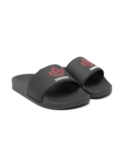 Dsquared2 Kids' Logo-print Sandals In Black