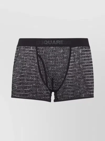 Dsquared2 Logo Print Sheer Nylon Trunk In Black