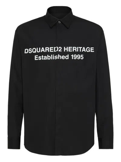 Dsquared2 Logo-print Shirt In Black