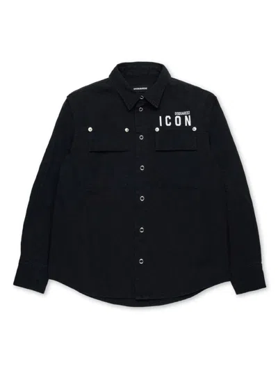 Dsquared2 Kids' Logo-print Shirt In Black