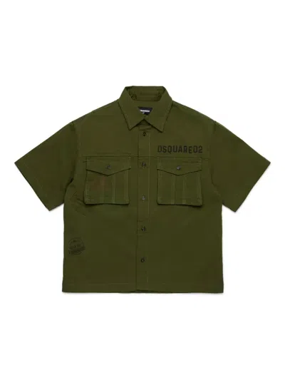 Dsquared2 Kids' Logo-print Shirt In Green