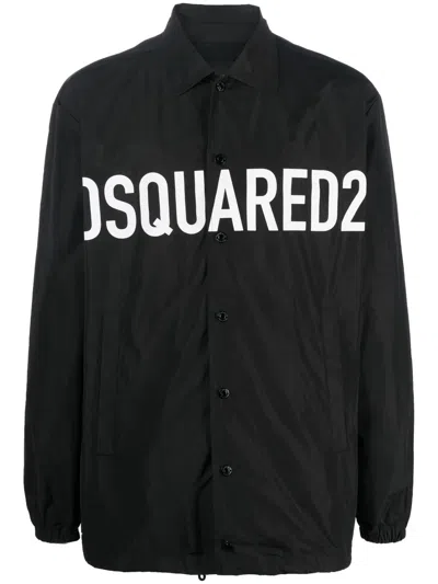 Dsquared2 Logo-print Shirt Jacket In Black