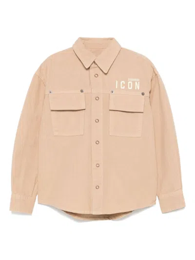 Dsquared2 Kids' Logo-print Shirt In Neutrals