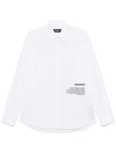Dsquared2 Hemd Mit Logo-print In Weiss