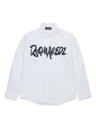 Dsquared2 Kids' Logo-print Shirt In White