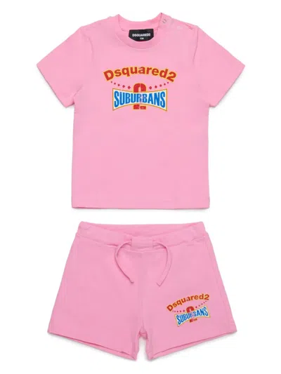 Dsquared2 Babies' Logo-print Short Set In Pink