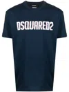 Dsquared2 Crew Neck Surf Board T-shirt With Embossed Logo In Blue