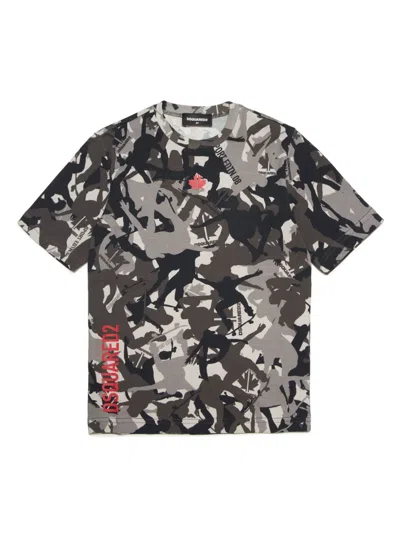 Dsquared2 Kids' T-shirt Mit Logo-print In Grey