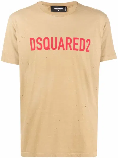 Dsquared2 Logo-print Short-sleeve T-shirt In Neutrals