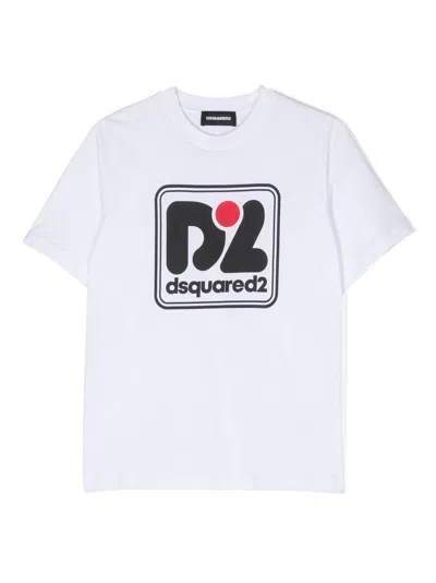Dsquared2 Kids' Logo-print Short-sleeve T-shirt In White