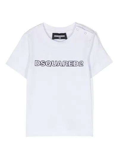 Dsquared2 Babies' Logo-print Short-sleeve T-shirt In Bianco