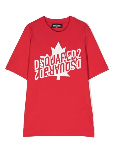 Dsquared2 Kids' T-shirt Mit Logo-print In Red