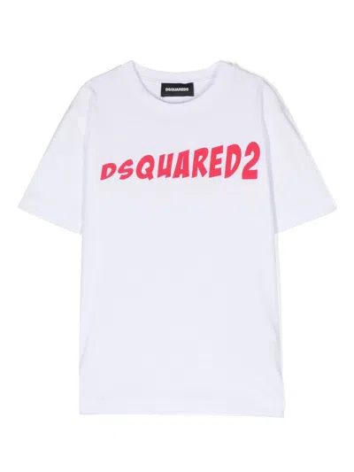 Dsquared2 Kids' T-shirt Mit Logo-print In White