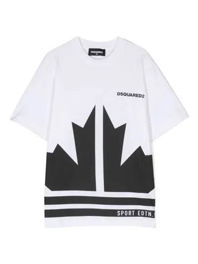 Dsquared2 Kids' T-shirt Mit Logo-print In White